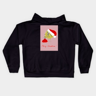 Funny Bird with Santa Hat and Sack Christmas Card! Kids Hoodie